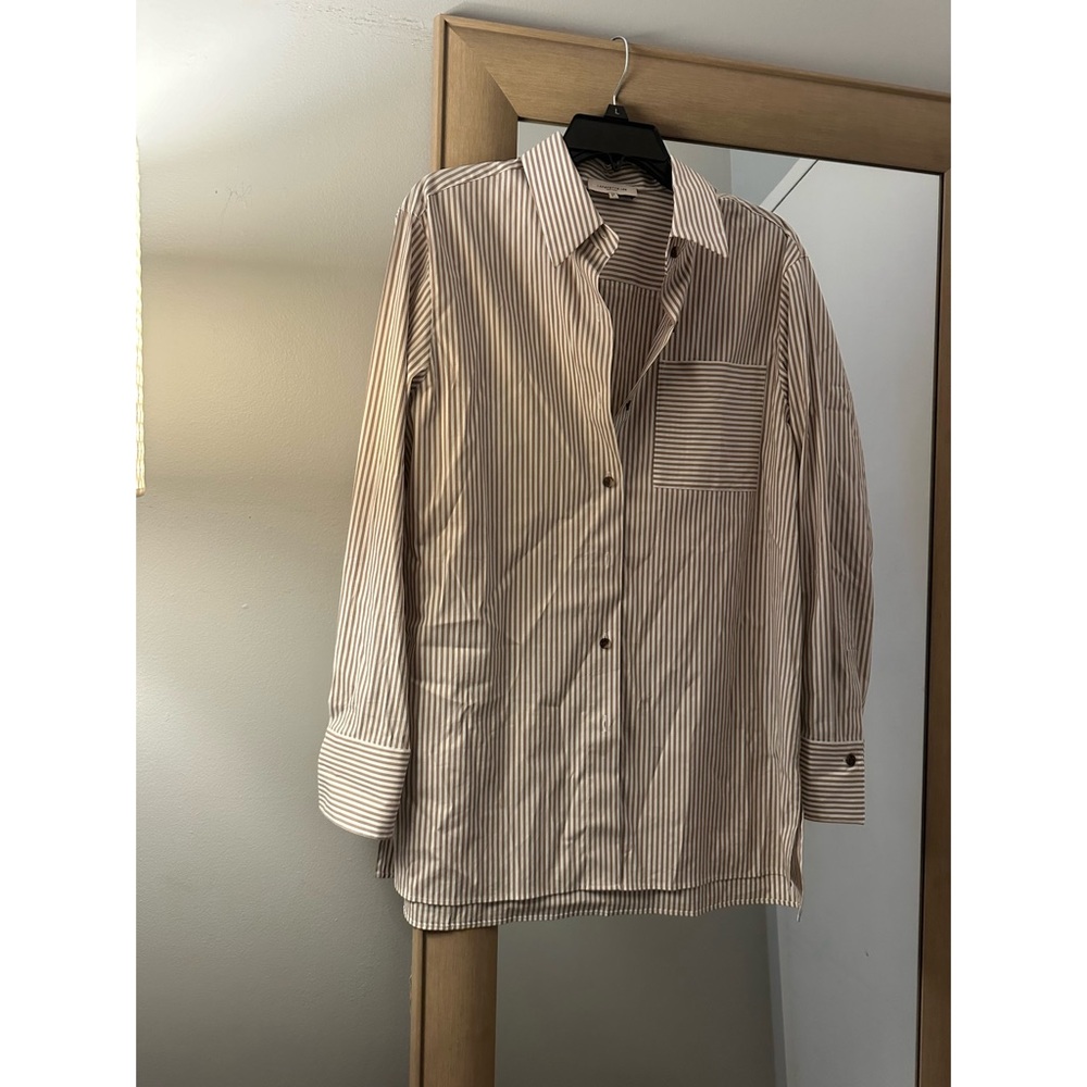 Lafayette 148 NY stripped Button Down Blouse